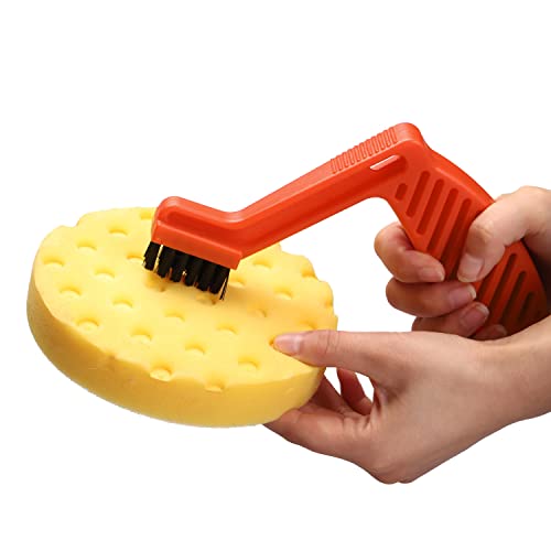 SPTA Polishing Pad Conditioning Brush, Polishing Spur Tool Set,Wool Buffing Pad Cleaning Spur Tool+ Foam Pad Brush, Car Bu...