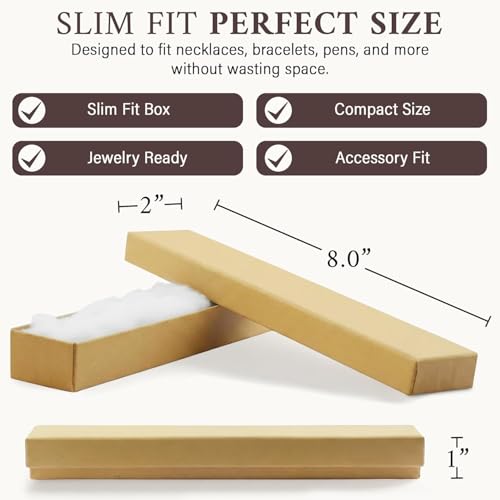 RJ Displays 20 Brown Kraft Cotton Jewelry Boxes – Small Gift Boxes for Jewelry, Bracelet and Necklace Storage, Anklet Pack...