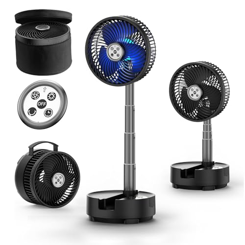 Socool 20000mAh 8 Inch Portable Fan Battery Operated Fans, Oscillating Charging Fan, Remote Control LED Light, 112 Hours P...