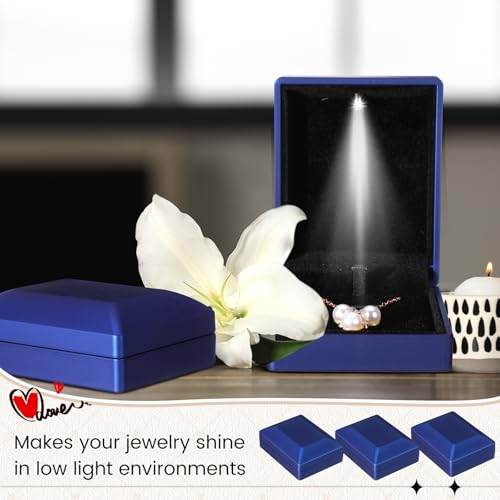 Landical 10 Pcs Pendant Necklace Box with LED Light Velvet Necklace Case for Pendant Bracelet Ring Earring, Jewelry Storag...