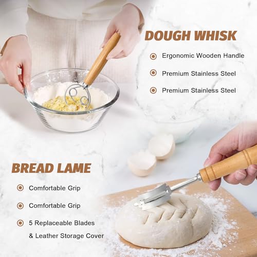 Sourdough Proofing Basket Gift Set, 9" Round and 10" Oval Banneton Bread Baking Supplies, Sourdough Baskets with Bread Lam...