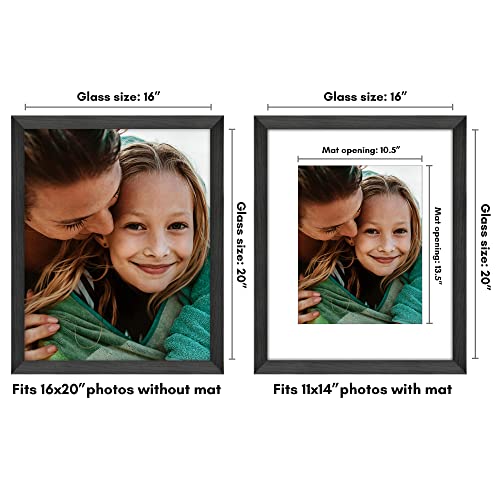 Americanflat 16x20 Picture Frame with Polished Plexiglass - Use as 11x14 Frame with Mat or Display 16x20 Photo Without Mat...