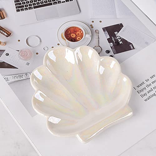 TIGERMILLION Shell Trinket Dish, Ceramic Ring Holder/Jewelry Tray, Cute Organizer Plate Vanity Decorations Accessories for...
