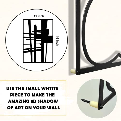 Glamativity 4 Pack Black Abstract Metal Wall Art, Minimalist Décor Single Line Art Wall Décor, 3D Textured Metal Wall Scul...