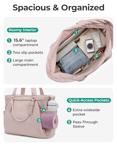 BAGSMART Yoga Tote Bag for Women with Knotted Handle, Lightweight Pilates Bag with Yoga Mat Holder, Gym Bag for Work Trave...