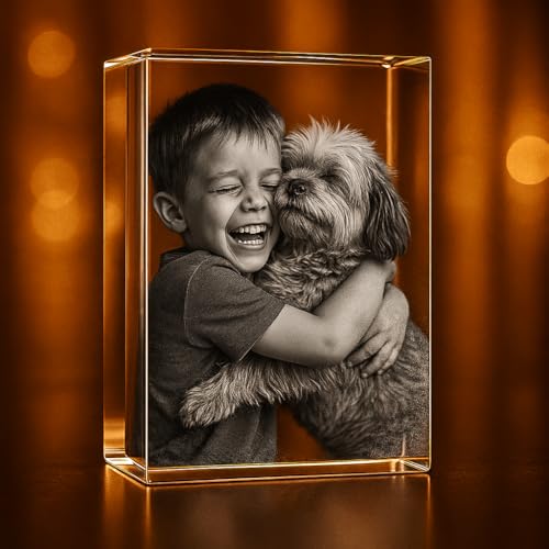Personalized 3D Engraved Crystal Photo Rectangle |Custom Laser Etched Keepsake | Gift | Décor | Memorial Gift for Pets | D...
