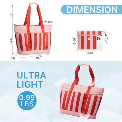 G4Free Beach Bag,Waterproof Beach Tote Pool Bags for Women,Compatible with Stanley Cup,Foldablefor Weekender Travel