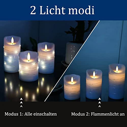danip Sky Blue LED Flameless Candle with Embedded Starlight String, 3 LED Candles, 11 Key Remote Control, 24 Hour Timer Fu...