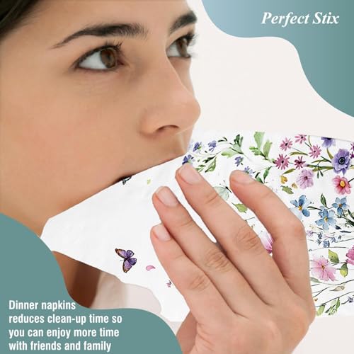 100-Pack Wildflower Napkins, Disposable Bathroom Hand Towels, Floral Decor for Weddings, Baby Showers, Birthdays, Bridal P...