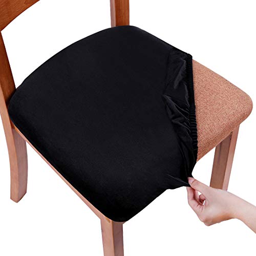 Smiry Velvet Seat Covers for Dining Room Chair Set of 4, Stretch Fit Removable Washable Chair Seat Cushion Protector Slipc...
