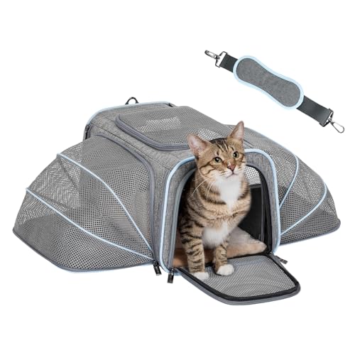 Petsfit Expandable Small Cat Carriers Dog Carrier, Airline Approved Soft-Sided Portable Washable Pet Travel Carrier with T...