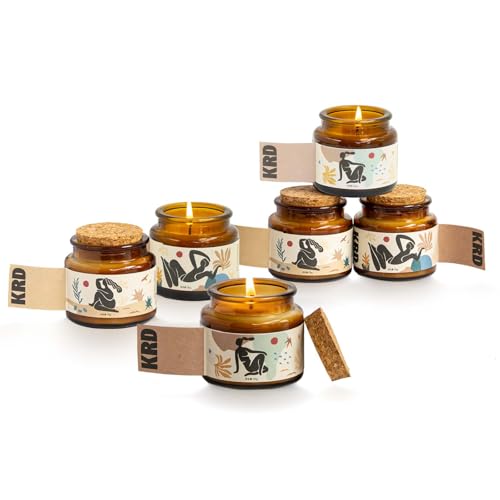 KRD Scented Candles Gift Set for Women, 6 Pack Strong Fragrance, 15.6oz Total (6x2.6oz), 120H Burn, Long Lasting Aromather...