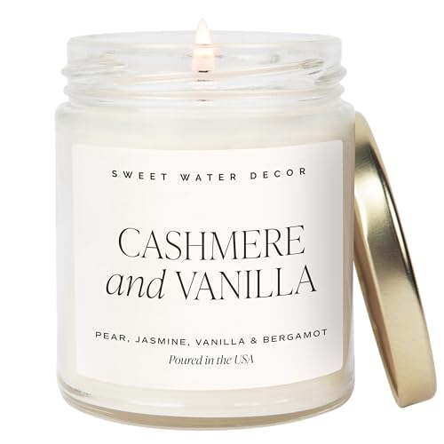 Sweet Water Decor Cashmere and Vanilla Soy Candle - Jasmine, Soft Cashmere, Sandalwood, Vanilla Scented Spring Candle for ...