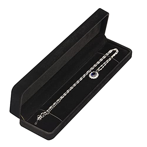 LETURE 2 Pieces Long Velvet Jewelry Chain Necklace Gift Box Set, Bracelet Storage Case, Jewellry Display Box for Wedding, ...