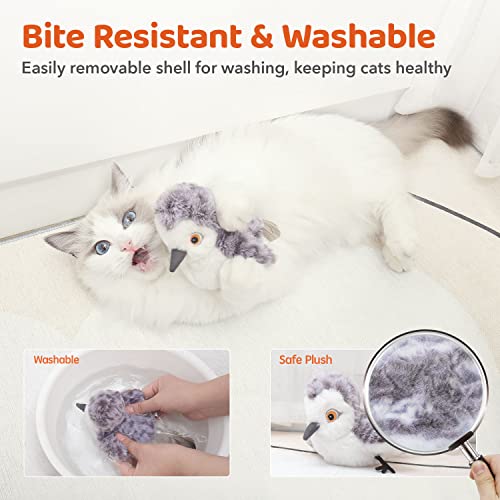 Potaroma Cat Toys Flapping Bird (No Flying), Lifelike Sandpiper Chirp Tweet, Rechargeable Touch Activated Kitten Toy Inter...