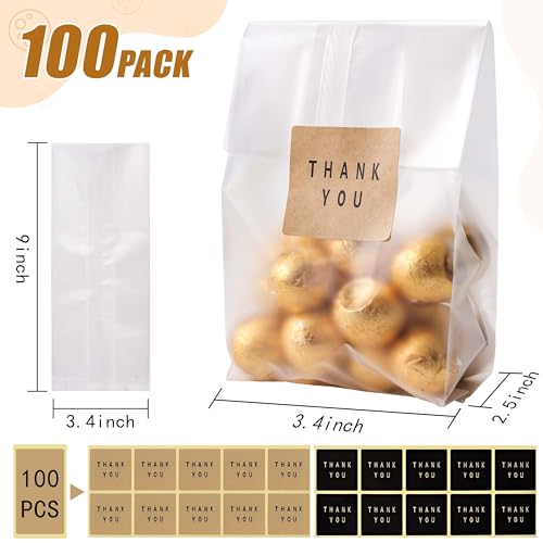 LOKQING Cellophane Treat Bags Cookie bags for Packaging Clear Gift Bag with Stickers for Cookies,Candy,Chocolates,Mothers ...