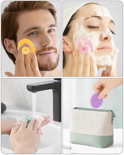 Face Scrubber, 8 PCS Silicone Face Scrubber Exfoliator for Women, Face Cleansing Brush Blackhead Acne Pore Pad for Deep Cl...