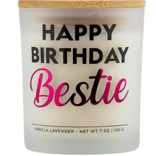 Wick and Wit Bestie Birthday Gifts for Women - Happy Birthday Bestie Gifts for Women Friend Friendship Soy Candle Gift Set...