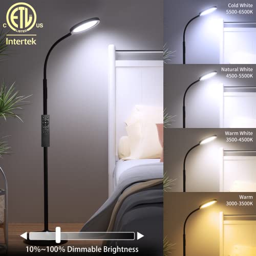 luckystyle Floor Lamp,Super Bright Dimmable LED Lamps for Living Room, Custom Color Temperature Standing Lamp with Remote ...