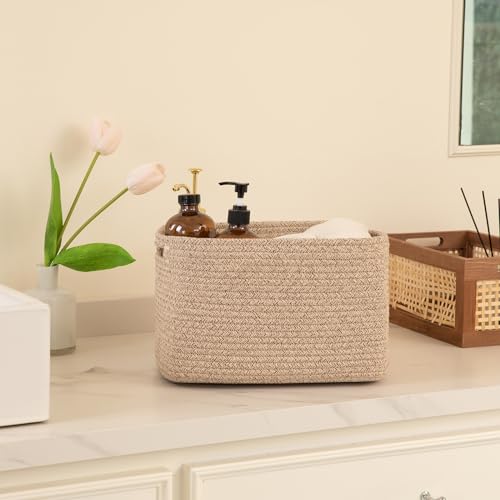 OIAHOMY 4 Pack Storage Baskets for Organizing, Cube Storage Bins for Shelves, Rectangle Storage Baskets With Handles, Wove...