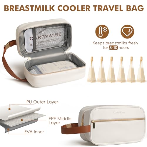 CarryWise Breast Milk Cooler Travel Bag with 3 Ice Pack, Waterproof Breastmilk Cooler Storage Bag, Portable & Versatile In...