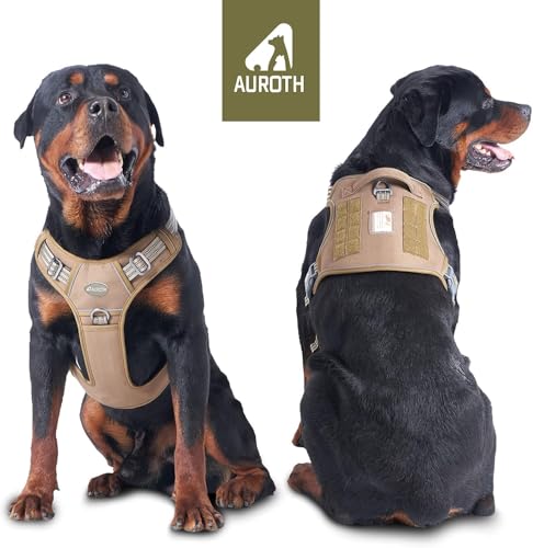 Auroth Tactical Dog Harness for Large Dogs No Pull Adjustable Pet Harness Reflective K9 Working Training Easy Control Pet ...
