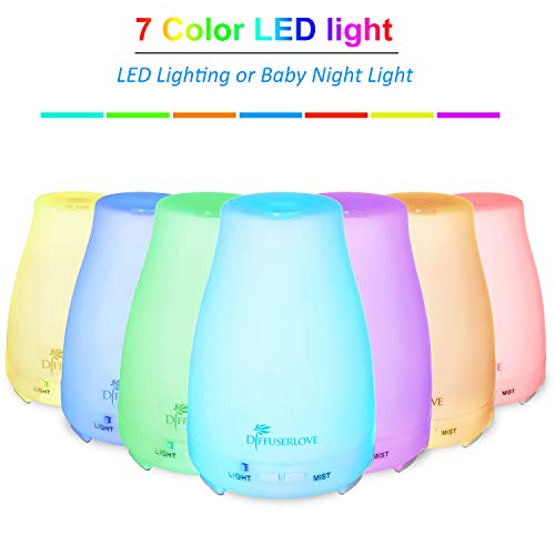 Diffuserlove 2 Pack 200ml Essential Oil Diffuser Ultrasonic Aromatherapy Diffuser Cool Mist Humidifiers with 7 Color LED L...