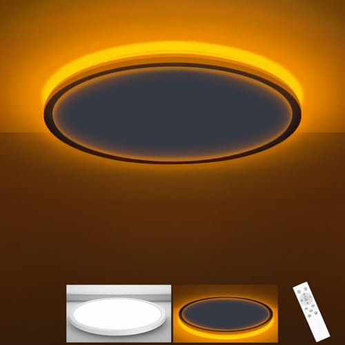 zemty 12 Inch LED Ceiling Light with Night Light 1800K, 3000K/4000K/6500K Dimmable Light Fixtures with Remote Control,24W ...