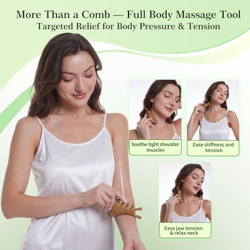Gua Sha Tool for Face &Body,Gua Sha Sculpting Tool,Wooden Gua Sha Tool Face, Jawline Shaper Lymphatic Drainage Brush,Scalp...