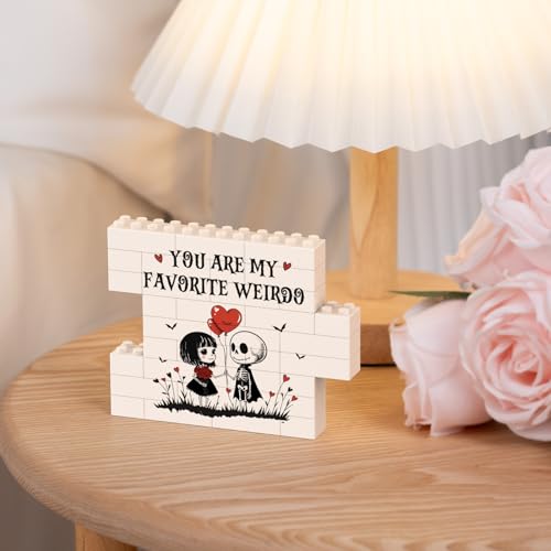 IDELTIME Anniversary Sign Gifts for Men Women, Gothic Building Blocks Puzzle Plaque, Romantic I Love You Birthday Gifts fo...