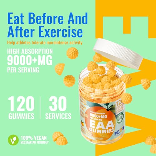 Pets Purest EAA Gummies 120 Gummies (Orange), Essential Amino Acids - All 9 Essential Aminos (EAA) and All Branched-Chain ...