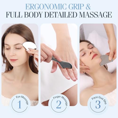 ANPODE 2Pcs Gua Sha Facial Tools Set,Guasha Massage Tool for Face&Body, Manual Massage Tool for Lymphatic Drainage &Jawlin...