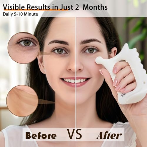 Aurift Ceramic 6‑in‑1 Gua Sha Tool for Face & Body, Jawline Sculpting, Double Chin Reduction, Lymphatic Drainage, Trigger ...