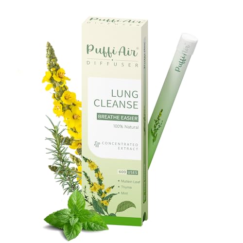 Herbal Diffuser Pen, Detox Diffuser with Mullein, Thyme & Mint for Better Breathing, All Natural Swap - Up to 600 Uses (Va...