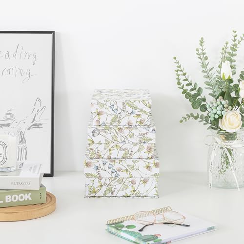 Soul & Lane Decorative Cardboard Storage Boxes, Set of 3 Floral Pattern Keepsake Boxes with Magnetic Closure, Nesting Memo...