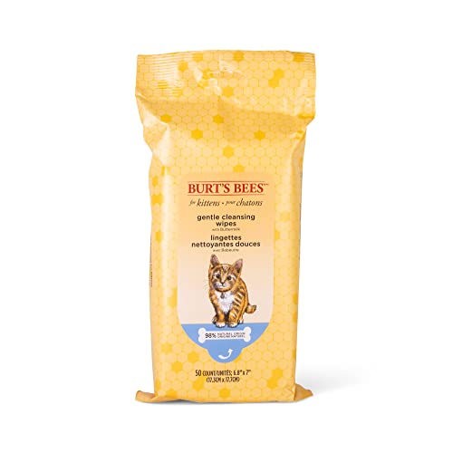 Burt's Bees for Pets Kitten Grooming Wipes with Buttermilk and Honey, Waterless Cat Bath Wipes for Face, Paws, Tail and Co...