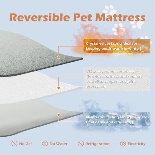 EXPAWLORER Reversible Dog Cooling Mat Large (Cool & Warm) 47”x28” Pet Cooling Mat in Summer & Plush Warm Blanket in Winte...