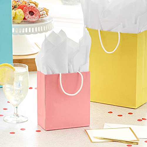 Hallmark Recyclable Gift Bag Assortment (8 Bags: 3 Small 6", 3 Medium 9", 2 Large 13") Pastel Blue, Pink, Yellow, Purple, ...