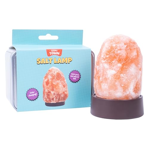 Fizz Creations Teeny Town Miniature Himalayan Salt Lamp – Battery-Operated LED Mood Light with Carry Case – Ideal for Desk...