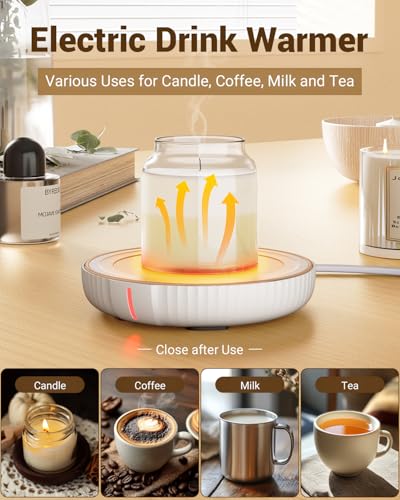 HouseGem Large Candle Warmer Plate - Coffee Cup Mug Warmer for Desk, Candle Melter, Electric Mug Heater for Beverages, Mil...