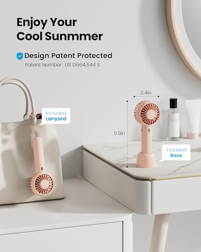 Gaiatop Mini Portable Fan, Small and Powerful, Cute Design 3 Speed Personal Handheld fan and Desktop with Base, Lightweigh...