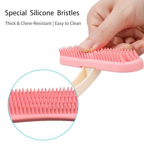 Oxiros 2 Pack Bunny and Chinchilla Grooming Brush – Soft Silicone De-Shedding Bath & Massage Comb for Rabbits, Guinea Pig...
