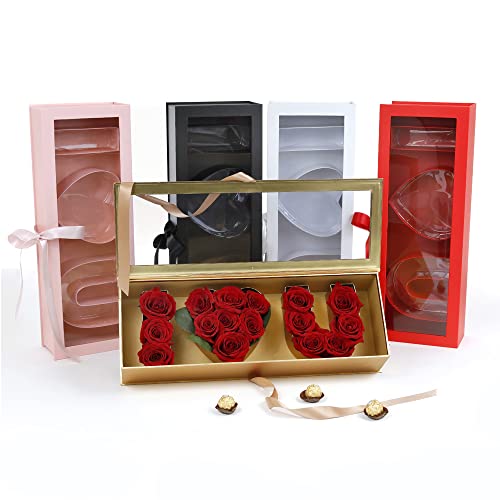 UNIKPACKAGING “I Love You” Flower Gift Letter Shaped Fillable Box, with Plastic Liner, Size 22″ x 8″ x 4″ inch, for Luxury...