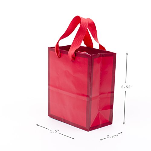 Hallmark 6" Small Solid Color Gift Bags - Pack of 5 in Red, Green, Blue, Light Pink, Hot Pink for Birthdays, Holidays, Par...