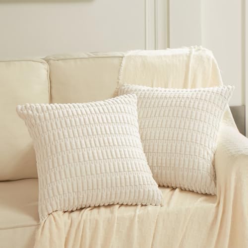 Fancy Homi 2 Packs Boho Decorative Throw Pillow Covers 18x18 Inch for Living Room Couch Bed Sofa, Rustic Modern Farmhouse ...