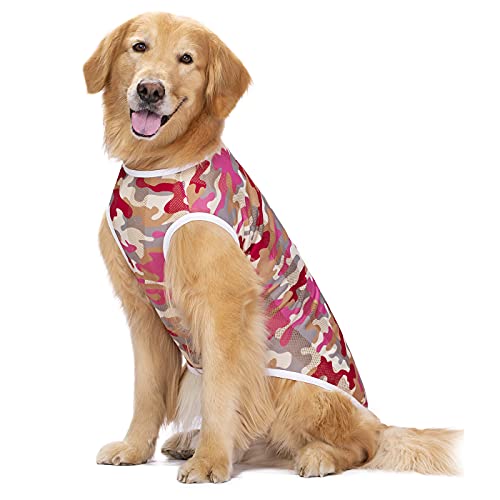 2 Pack Camo Dog Tshirts for Medium Large Dogs, Quick Dry Dog Cooling Vest Shirt T-Shirts Girl Boy,Breathable Stretchy Tank...