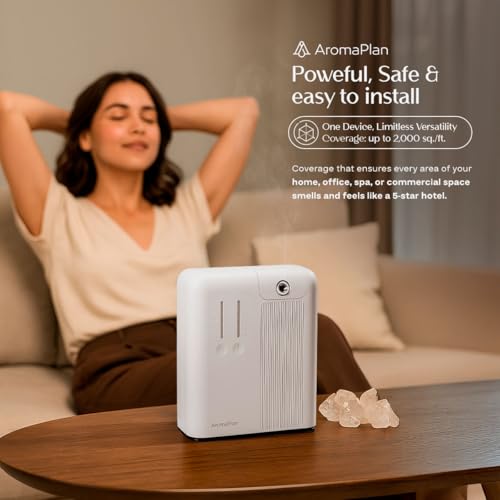 AromaPlan 5 Star Collection Cold Air Scent Diffuser, Whole House (2 Scents Included)- Waterless Smart Aroma, Scent &Time A...