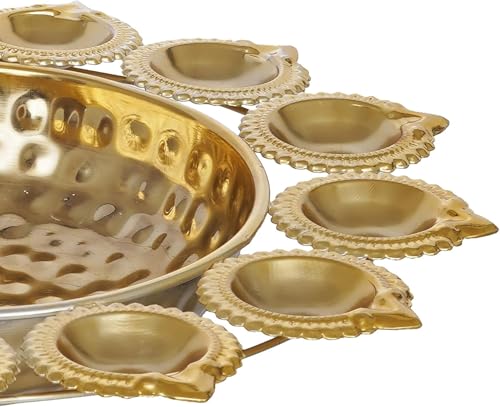 Diya Shape Decorative Urli Bowl for Home Metal Handcrafted for Floating Flowers and Tea Light Candles Home,Office and Tabl...