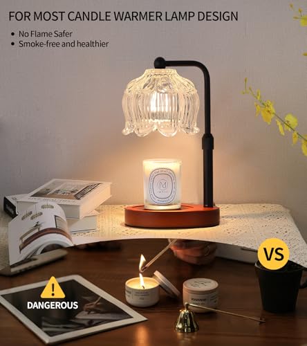 Candle Warmer Lamp for Flower-Shaped Glass,Wax Melt Warmer for Jar Candles, Black Candle Warmer Lamp with Timer Dimmable, ...