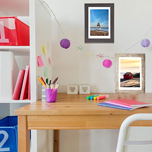 5x7 Picture Frames Set of 8, Rustic Picture Frames Multi Wood-Color,Vertical and Horizontal Formats for Wall Hanging and T...